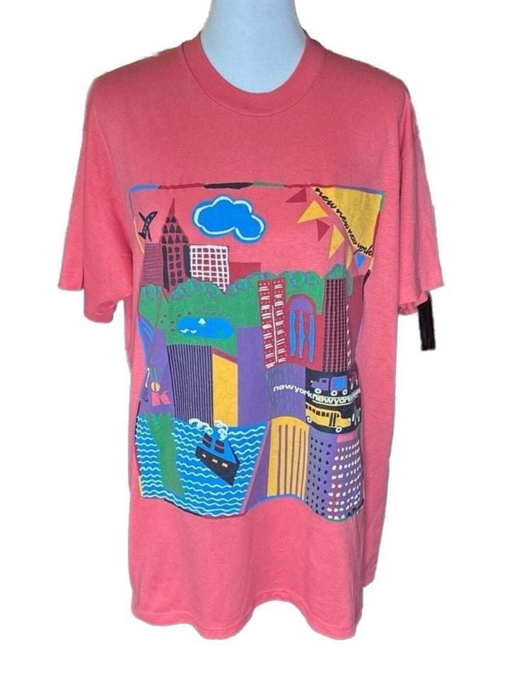 Vintage 80s Stedman Super 50 New York City Skyline Graphic T-Shirt Size XL